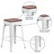 Merrick Lane Dalton Series Backless Metal Dining Stool with Wooden Seat for Indoor Use